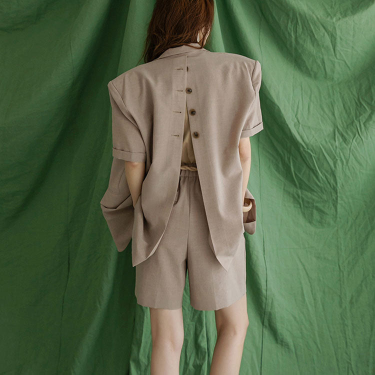 TP1251 Back Button Jacket Two-piece Set