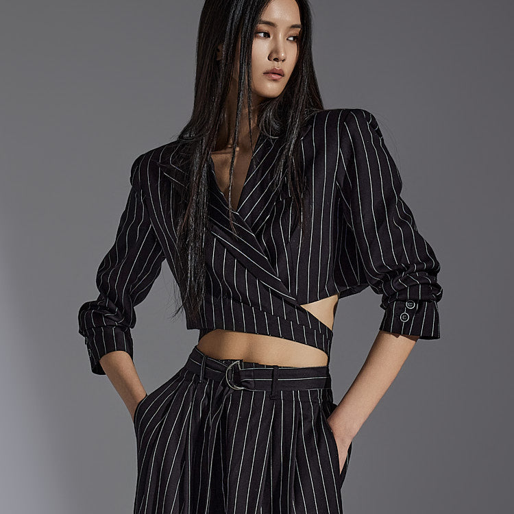 J2237 Striped Crop Jacket