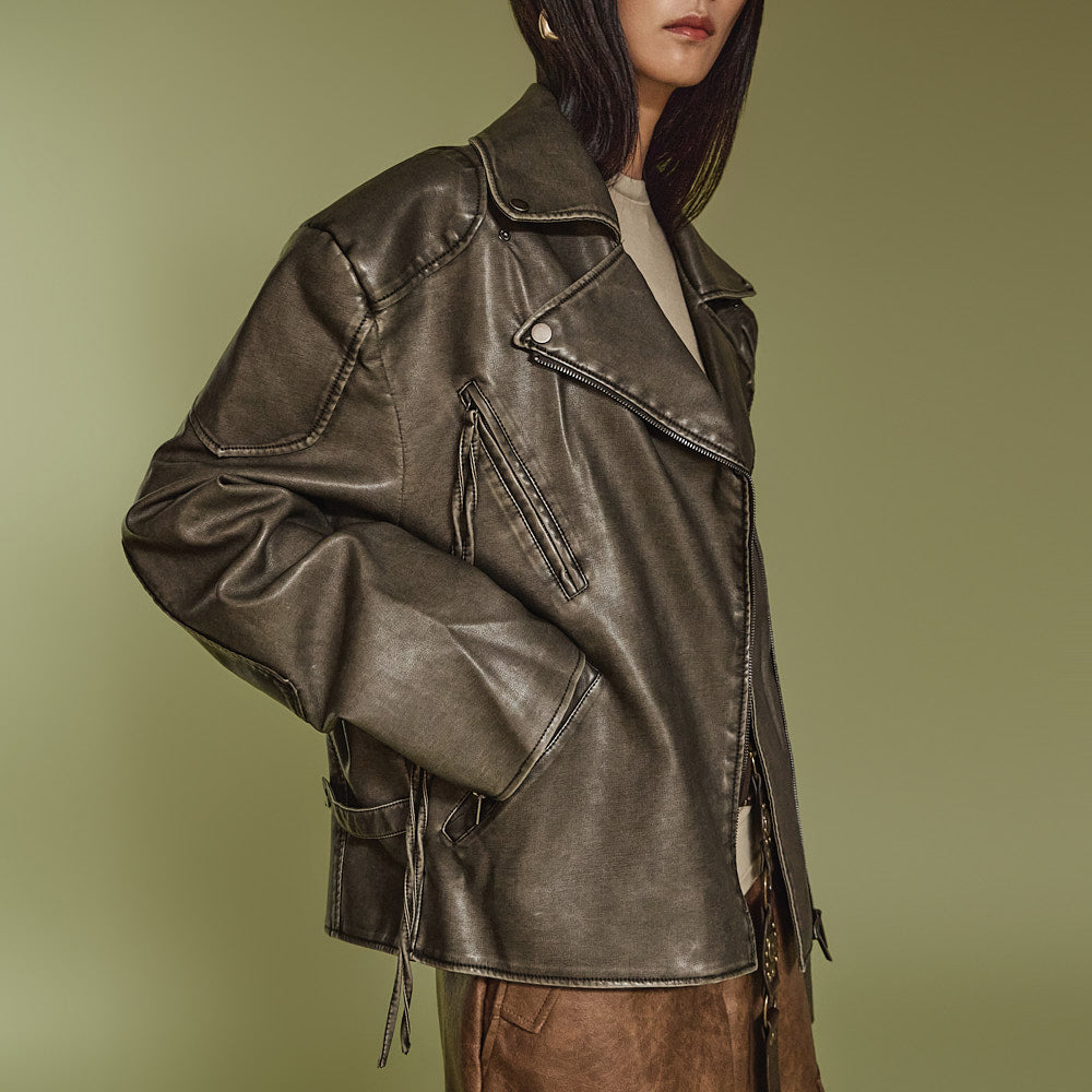 J2370 Crackled Biker Jacket