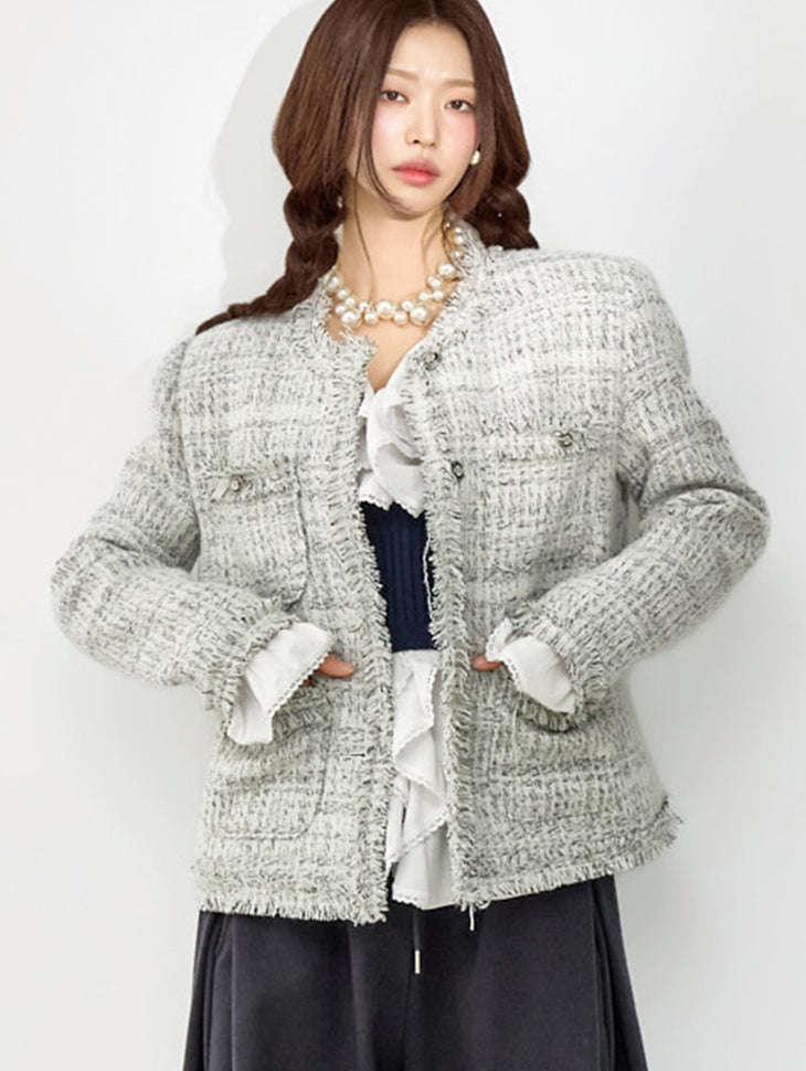 J3093 Fringe Tweed Jacket
