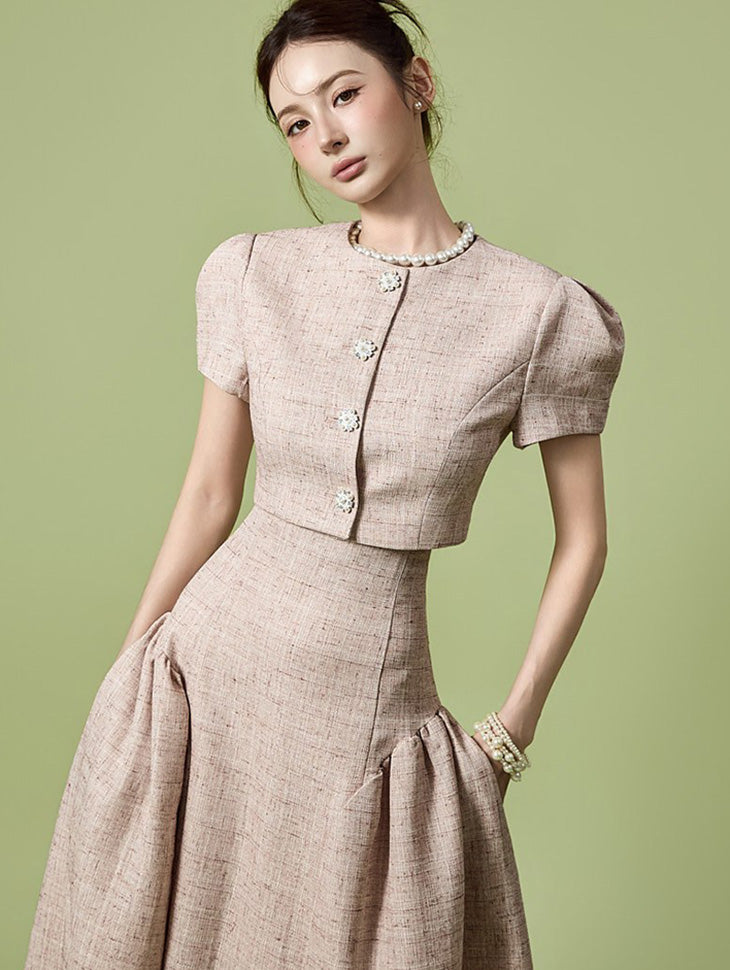J9374 Tweed Puff Jacket