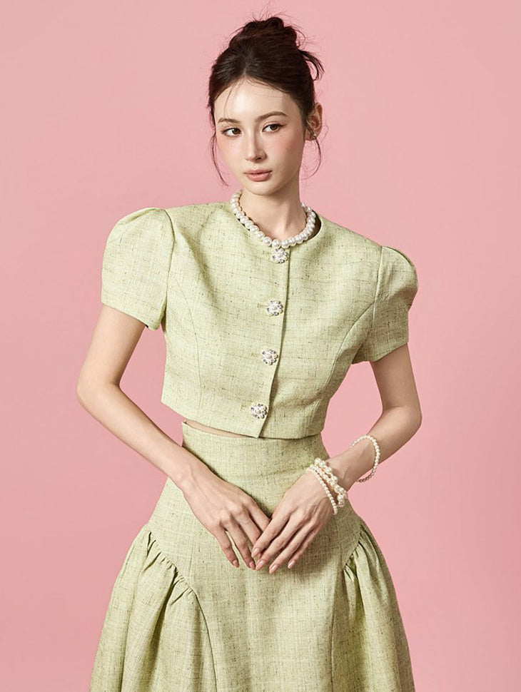 J9374 Tweed Puff Jacket
