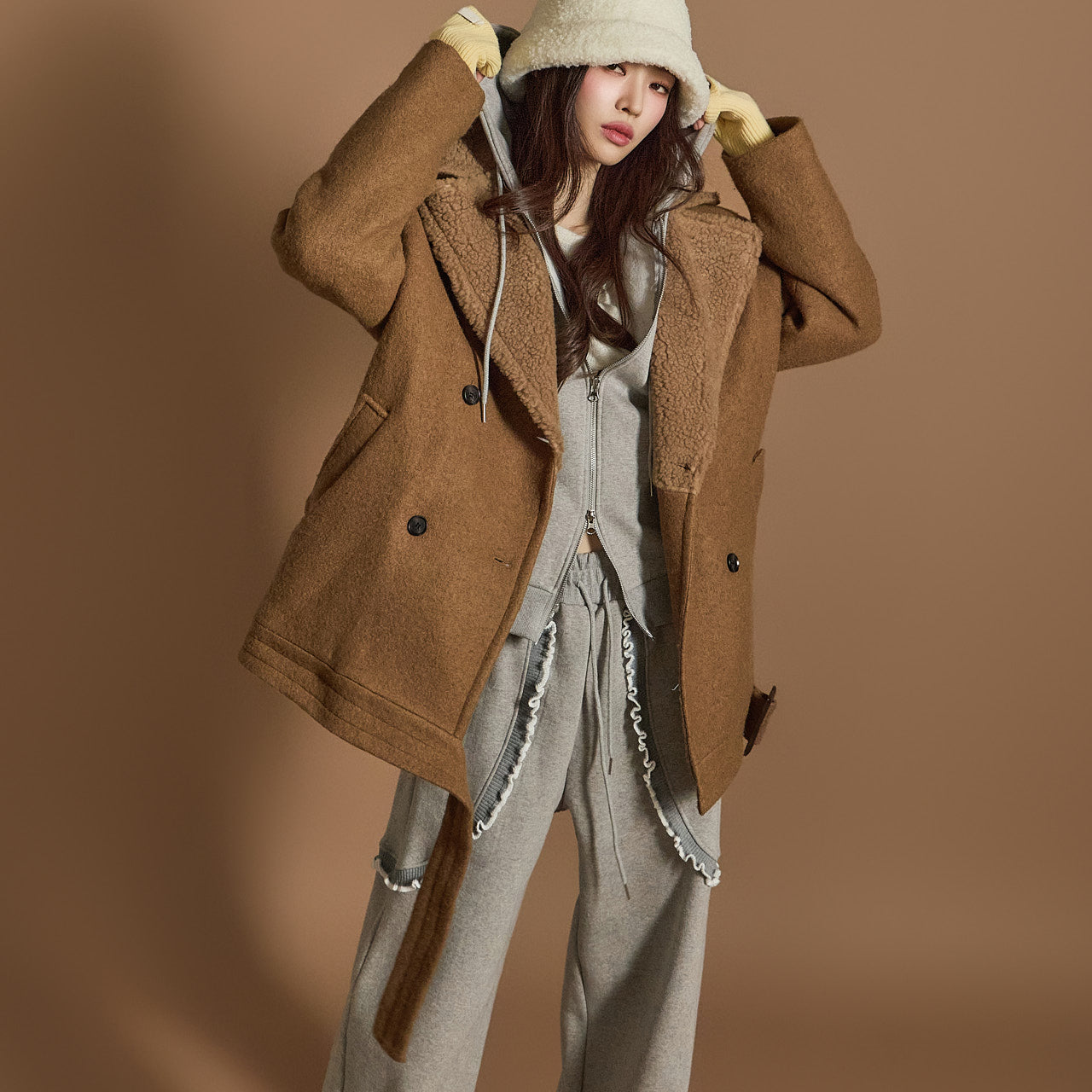 J2557 Belted Quilted Coat
