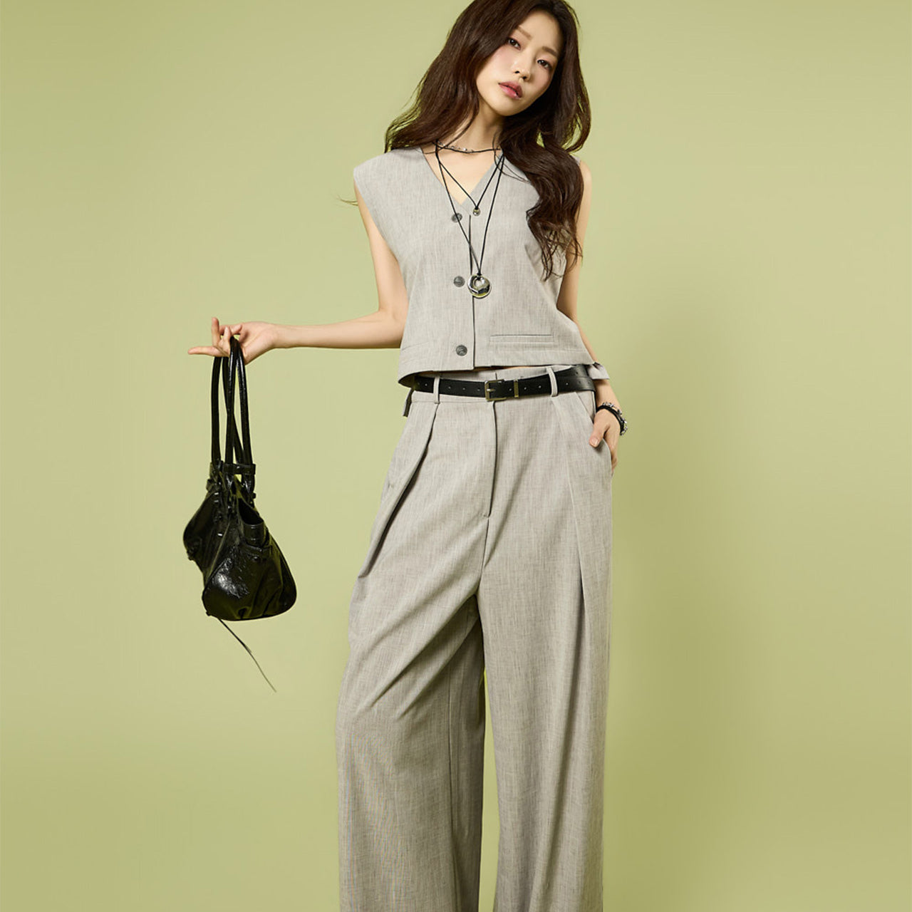 J3214 V-Neck Button Vest