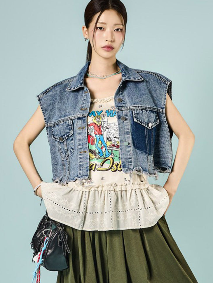 J3227 Cutoff Denim Vest