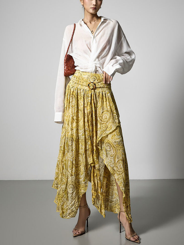 SK3227 Paisley Asymmetrical Skirt