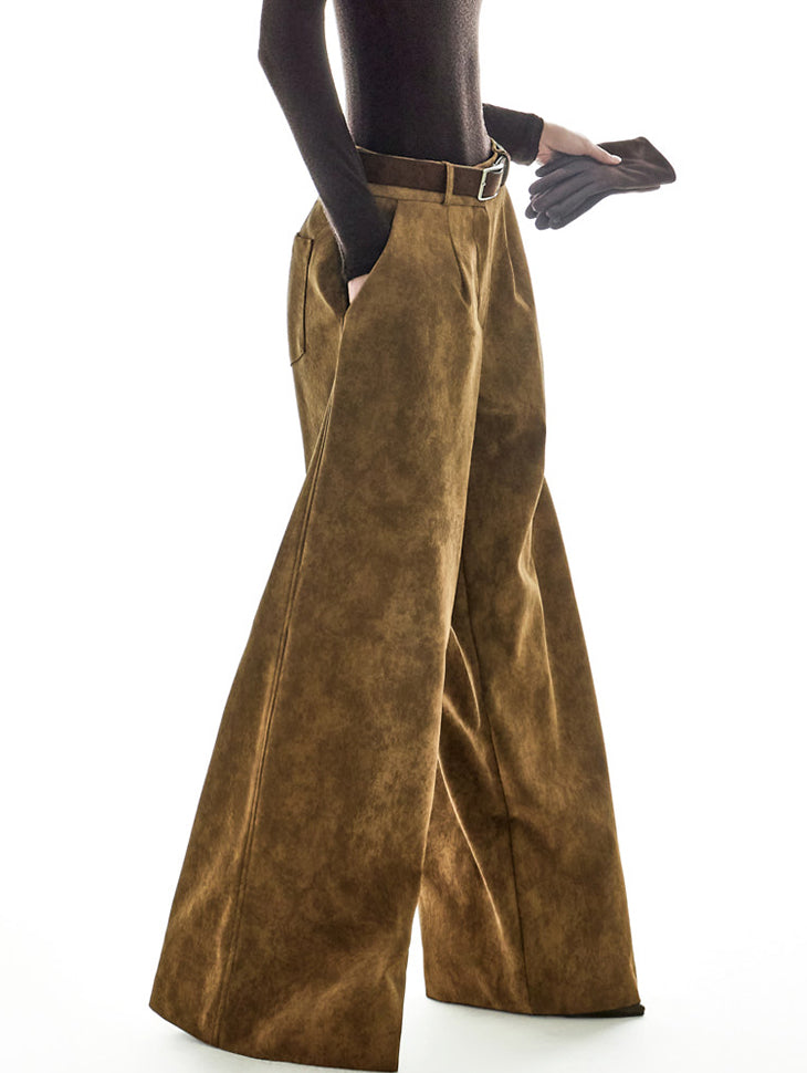 P9182 Suede Wide Pants