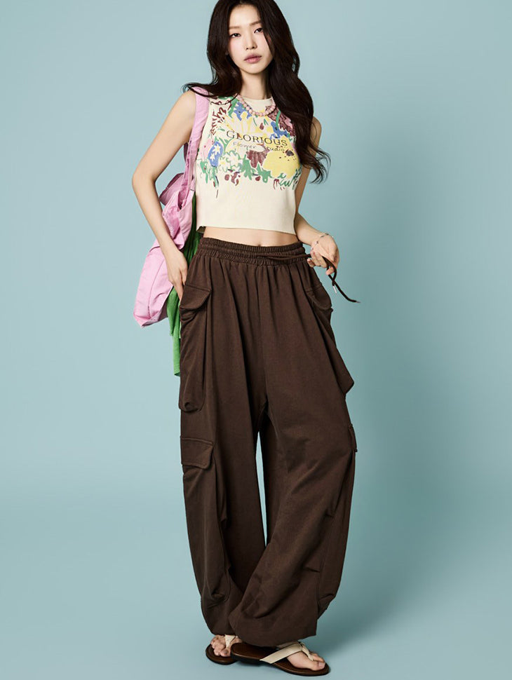 P3835 Wide Cargo Sweat Pants