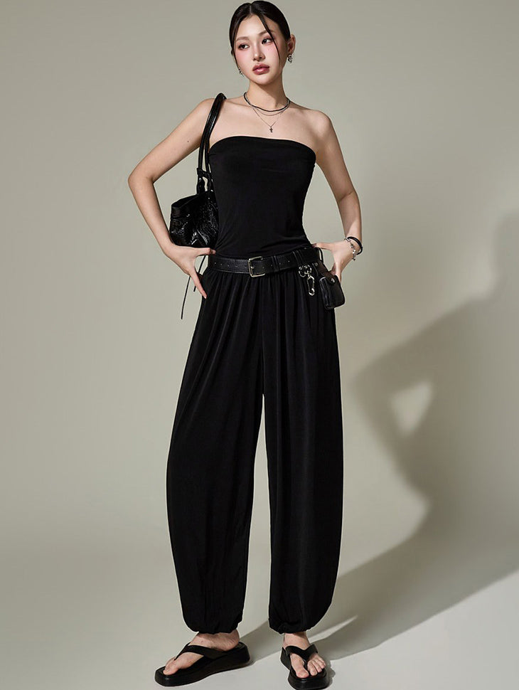 JS072 Tube Top Jogger Jumpsuit