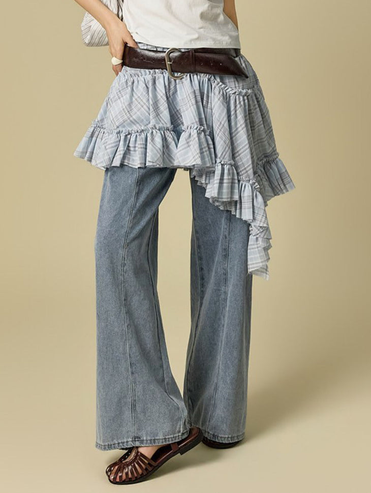 PJ648 Pintuck Wide Jeans
