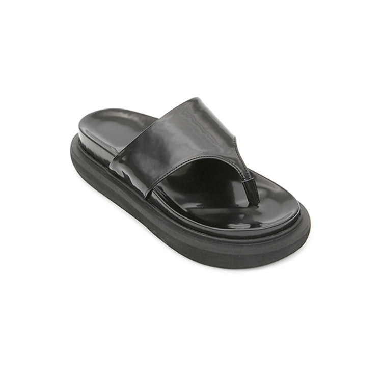AR-2937 Patent Faux Leather Platform Flip Flop