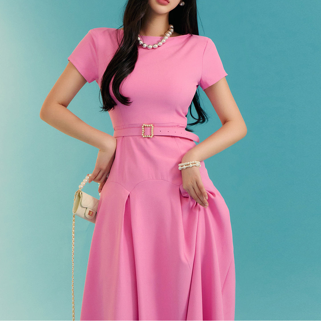 D4691 Short Sleeve Dress With Belt