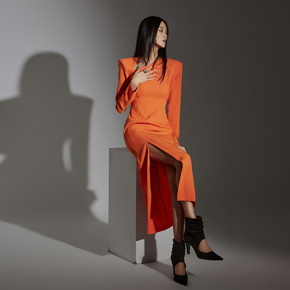 D9470 Asymmetrical Neckline Dress