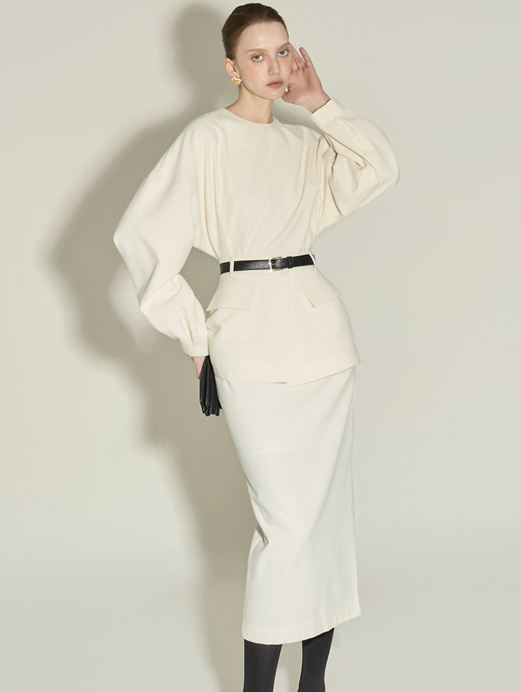 D9579 Layered Dress with Belt