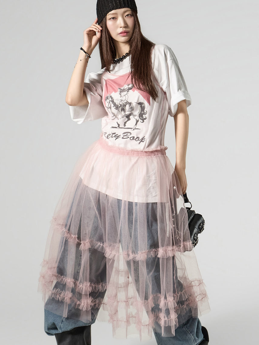 D5464 Tulle Frill Dress