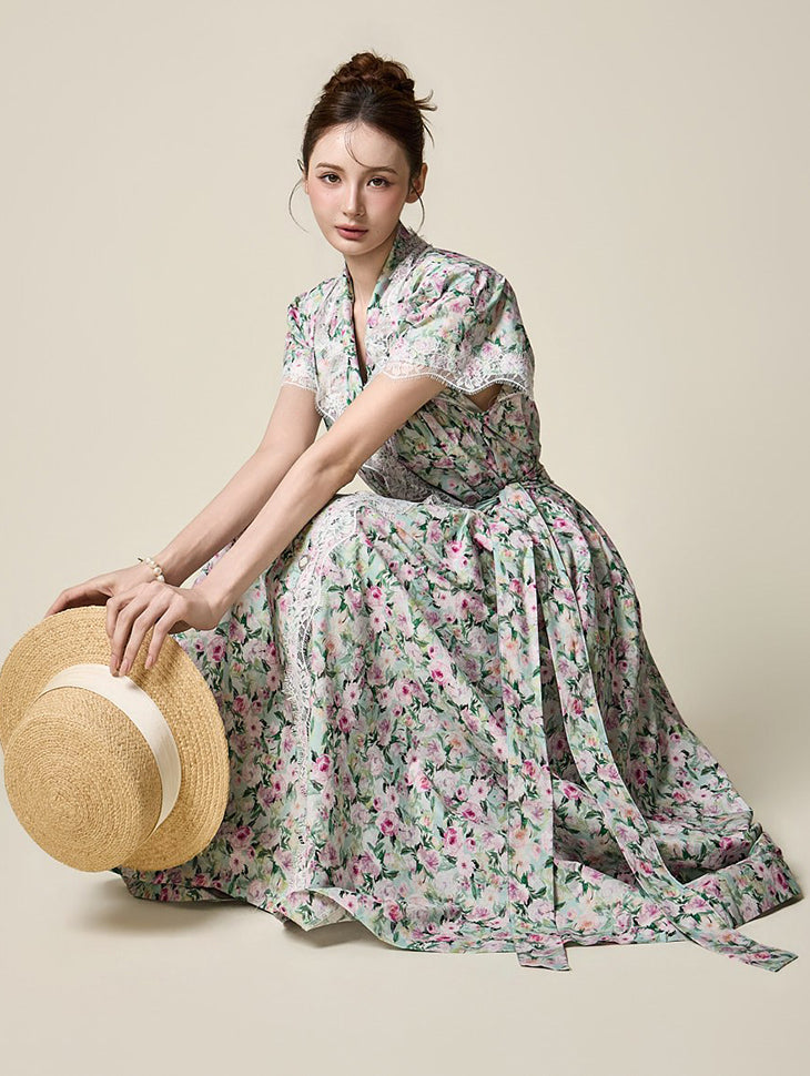 D5542 Floral Wrap Dress