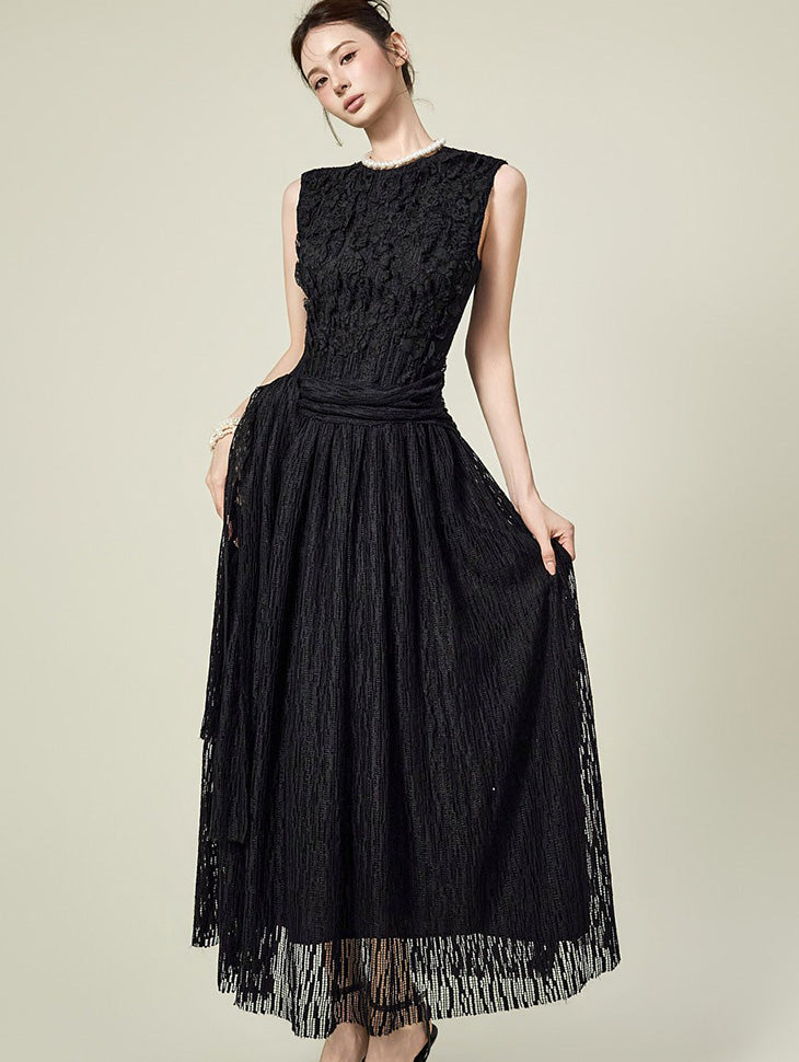 D5592 Lace Pleated Dress
