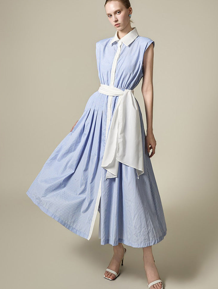 D5609 Striped Shirts Dress