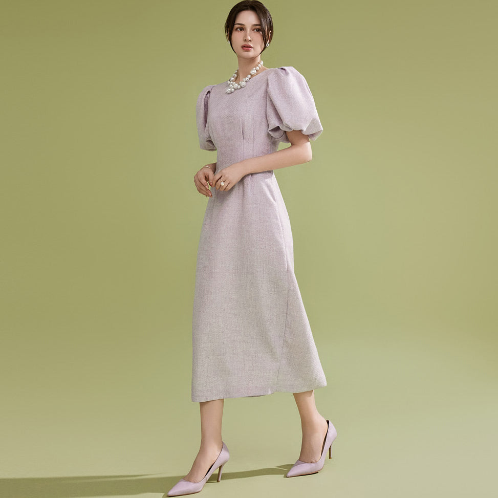 D4909 Puff Sleeve Dress