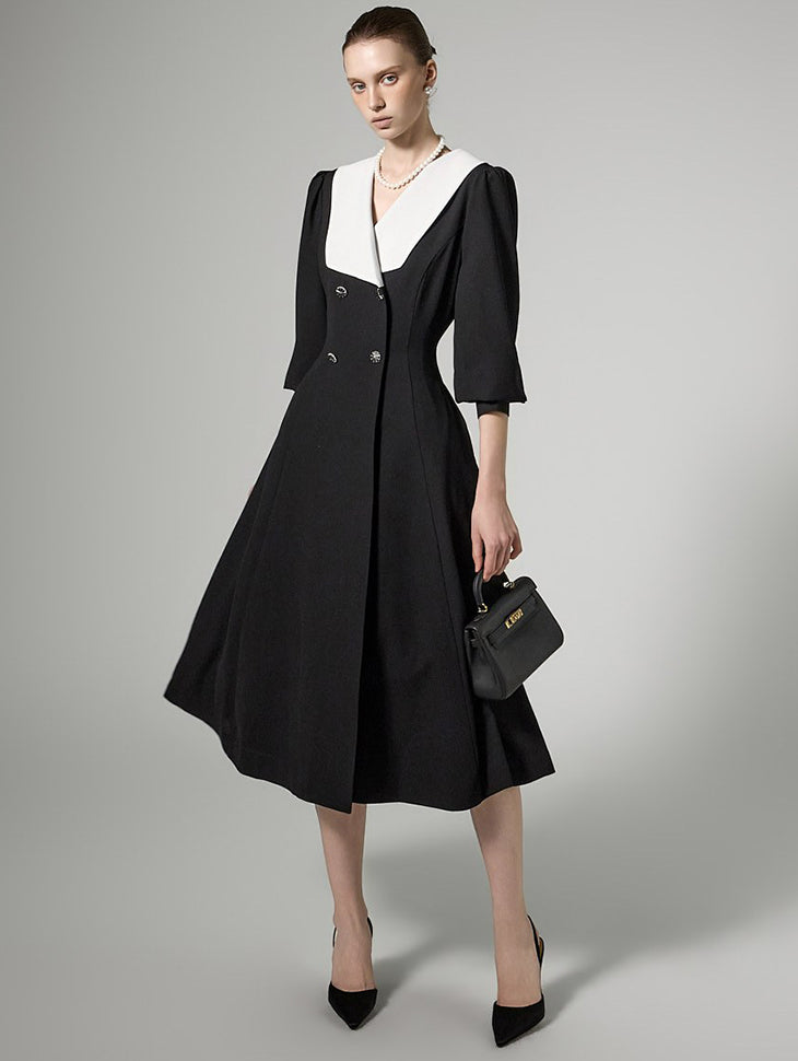 D5455 Contrast Collar Dress