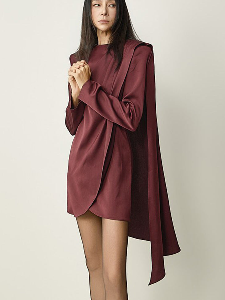 D9651 One-Shoulder Drape Dress