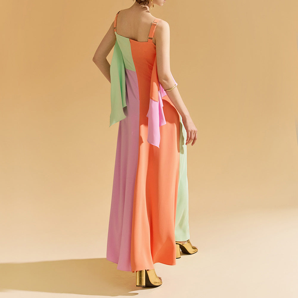 D9449 Color Contrasting Sleeveless Dress