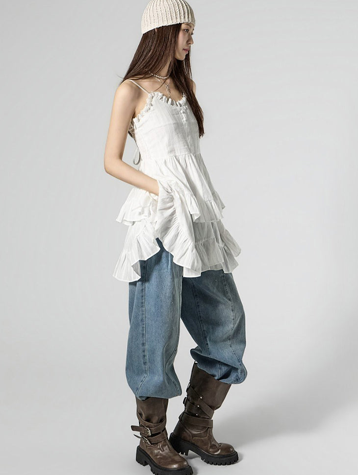 D5461 Frill Sleeveless Dress