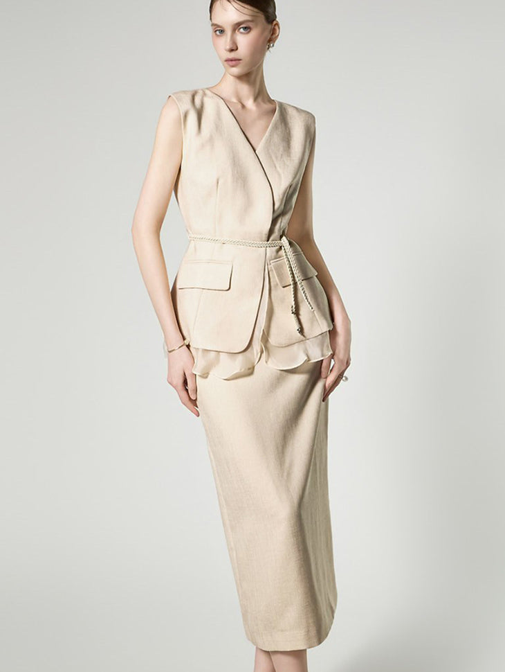 D5520 Peplum Sleeveless Two Piece