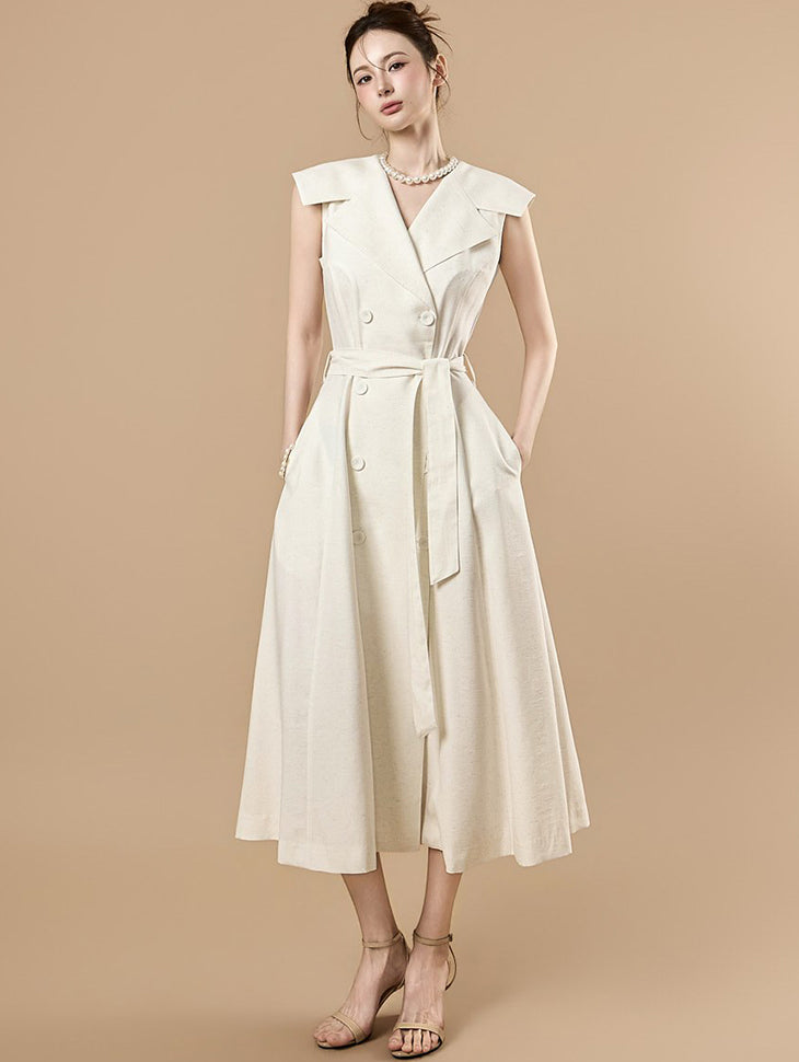 D5545 Double Button Strap Dress