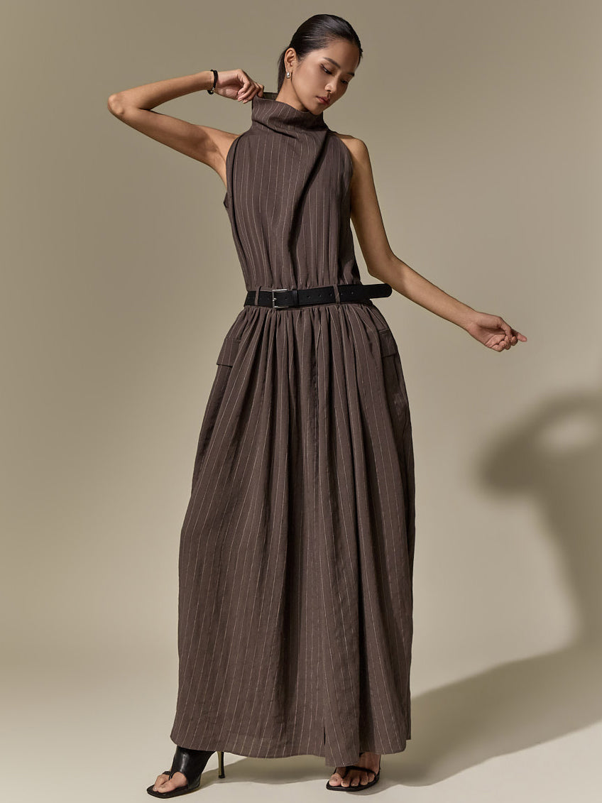 D9636 Striped Balloon Dress