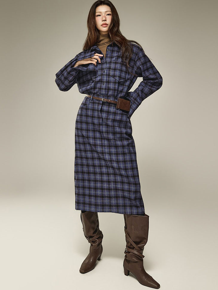 D5709 Check Shirts Dress