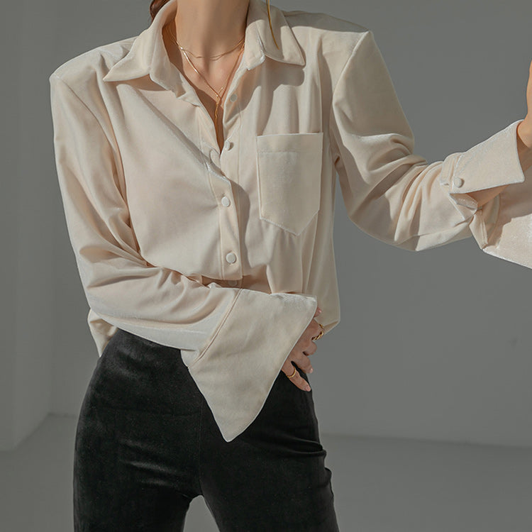 S458 Velvet Shoulder Pad Shirt