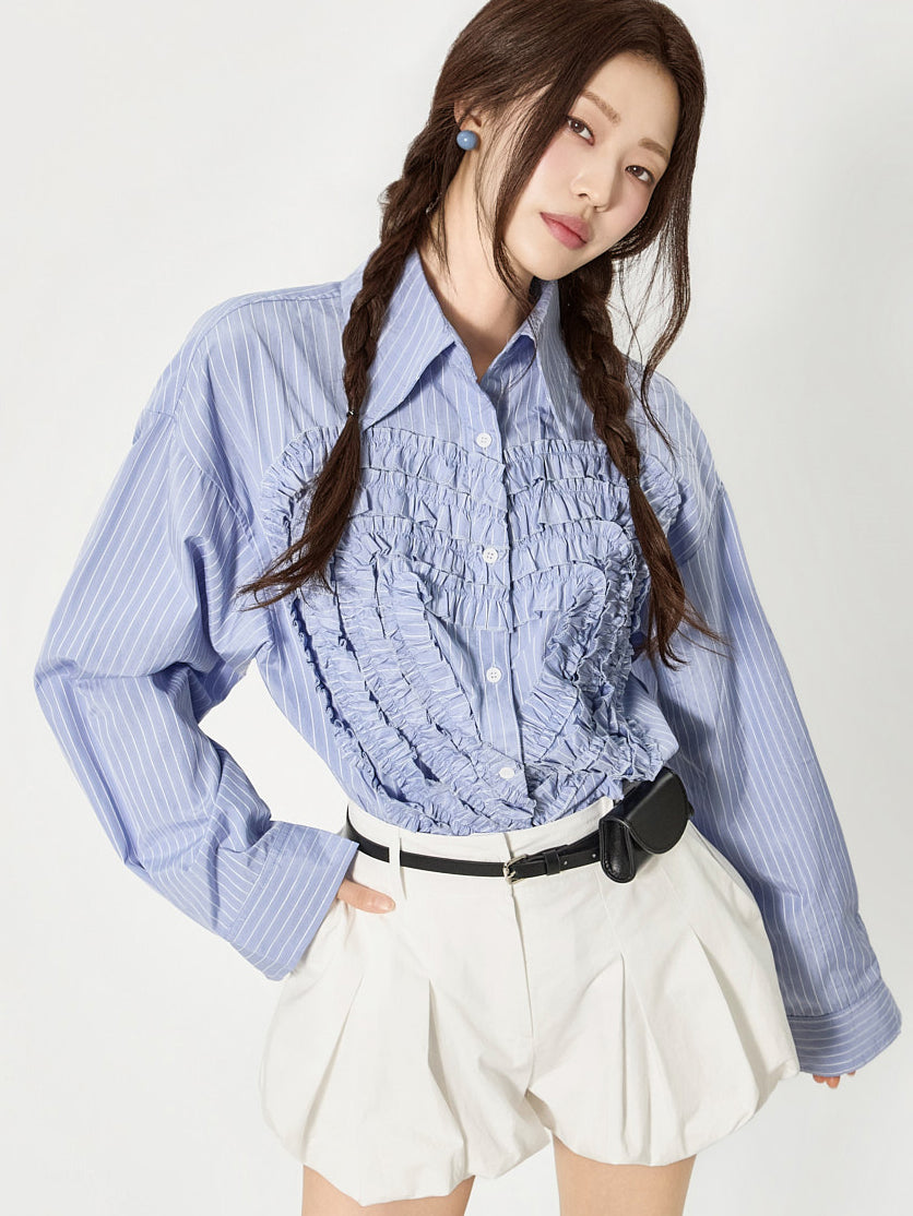 S853 Heart Frill Shirts