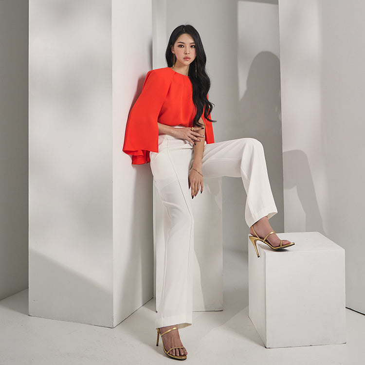 B2723 Sleeveless Cape Design Blouse