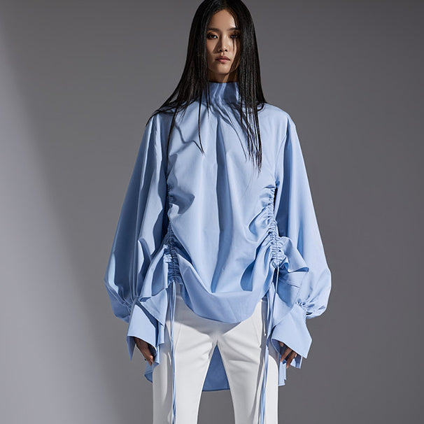 B9174 Side Drawstring Dressy Blouse