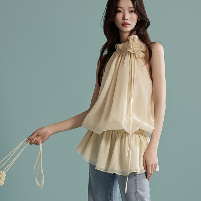 B2953 Corsage Blouse Set