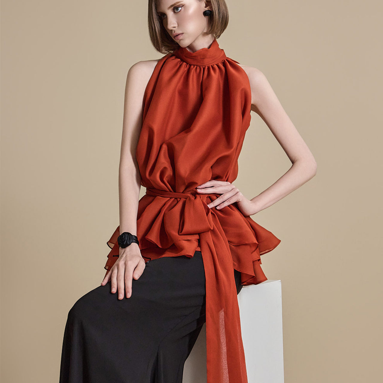 B9146 Blouse with Strap