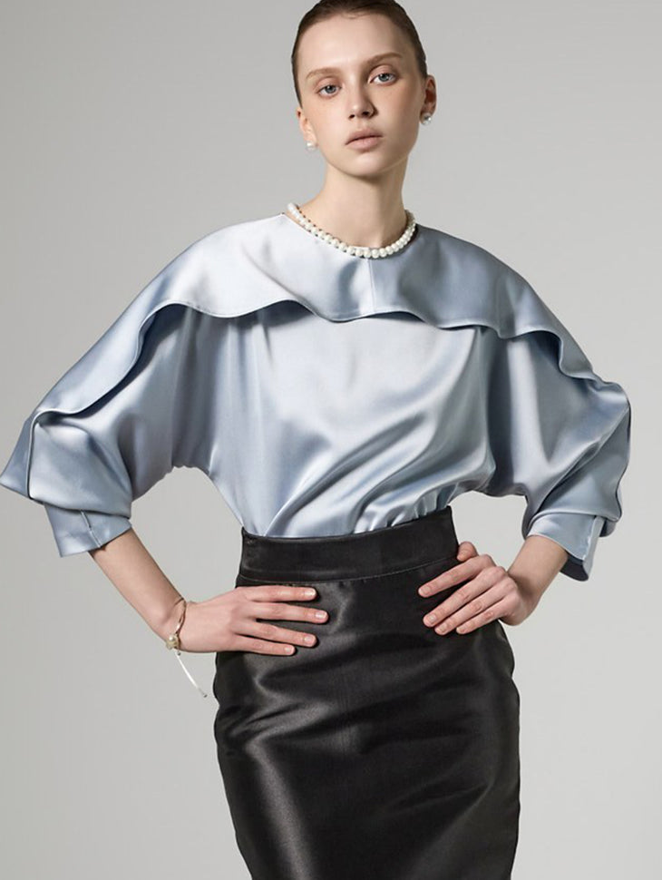 B9207 Frill Neck Blouse