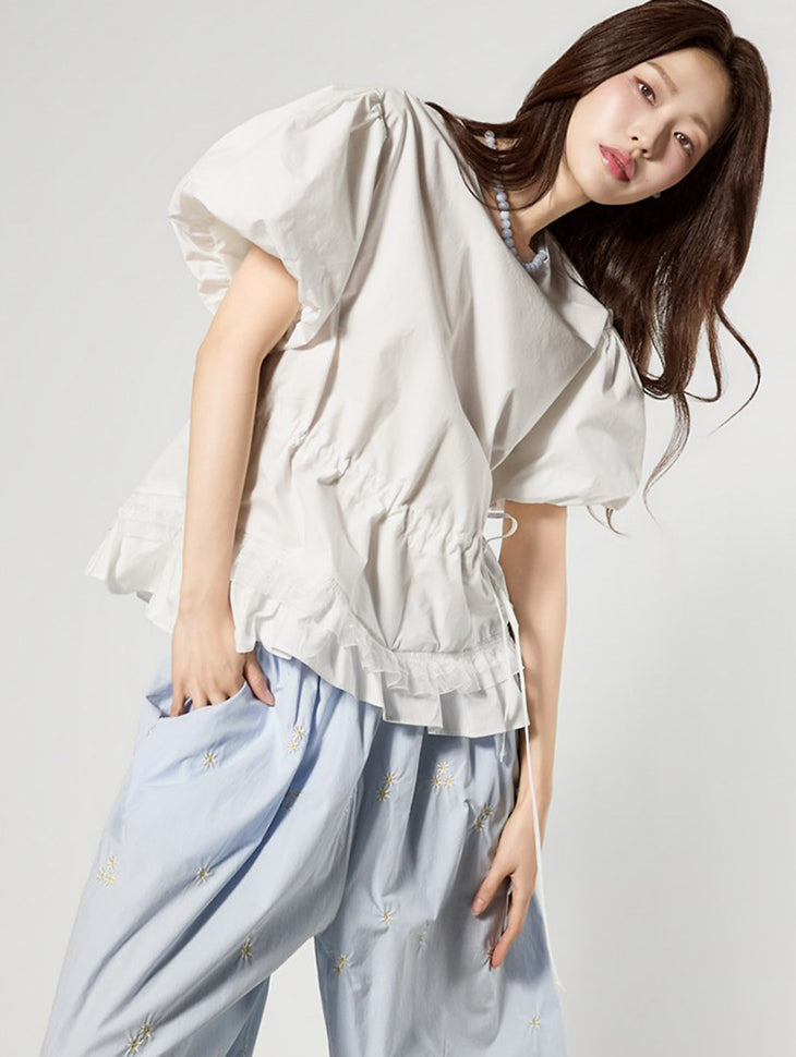 B3186 泡泡袖女衫