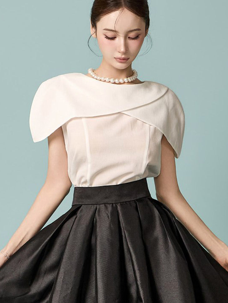 B3241 Cape Shoulder Blouse