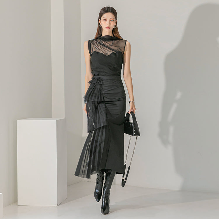 E2795 High neck See-through Sleeveless