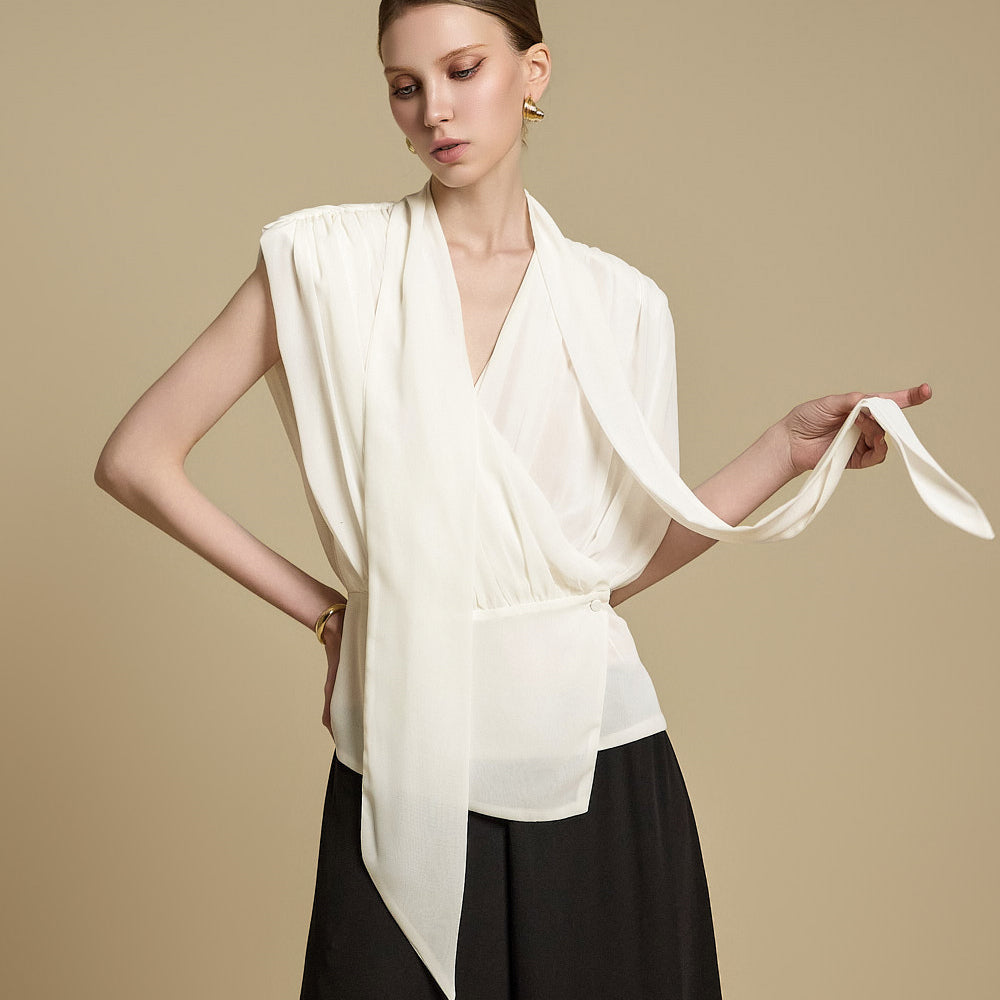 B3095 Scarf Wrap Blouse