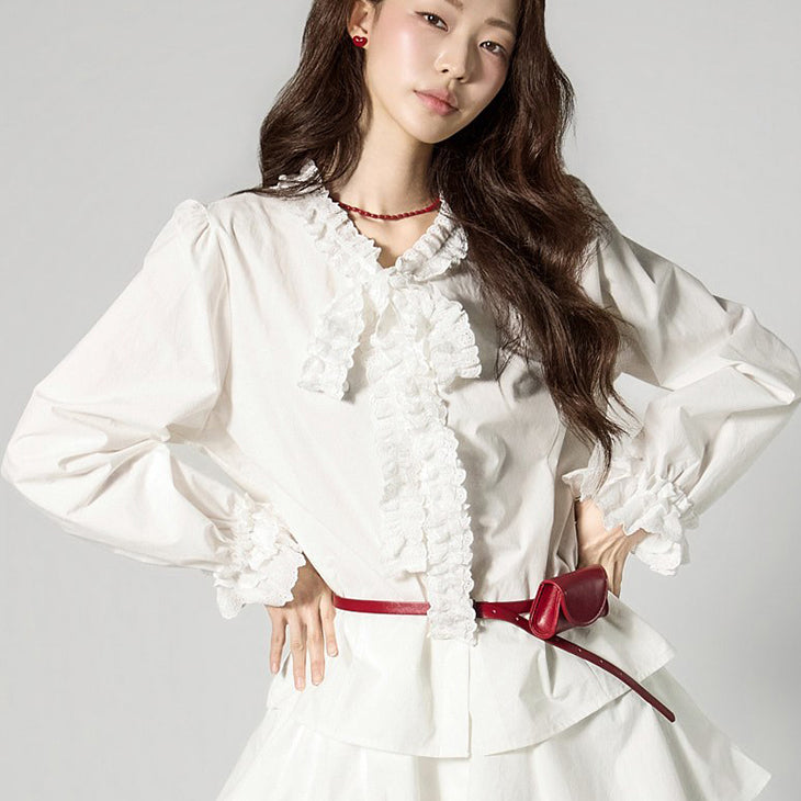 B3174 Lace Frill Blouse