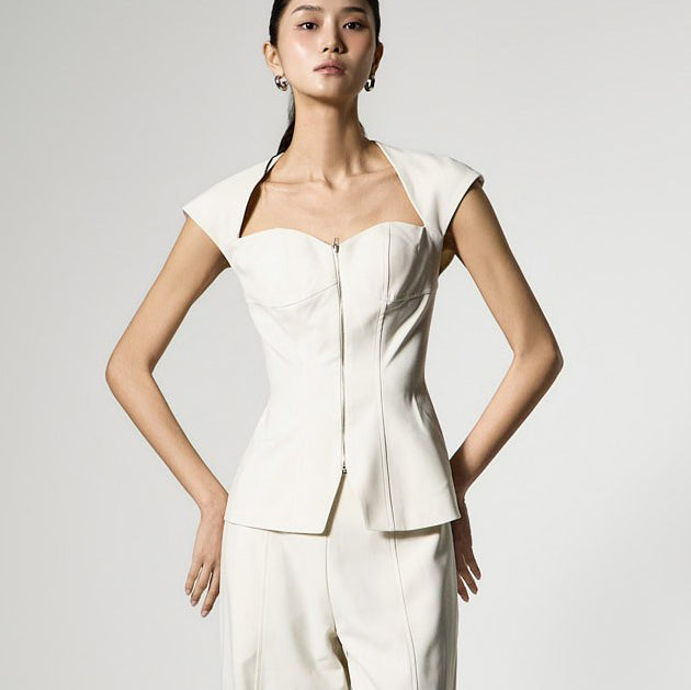 B9214 Front Zipper Blouse