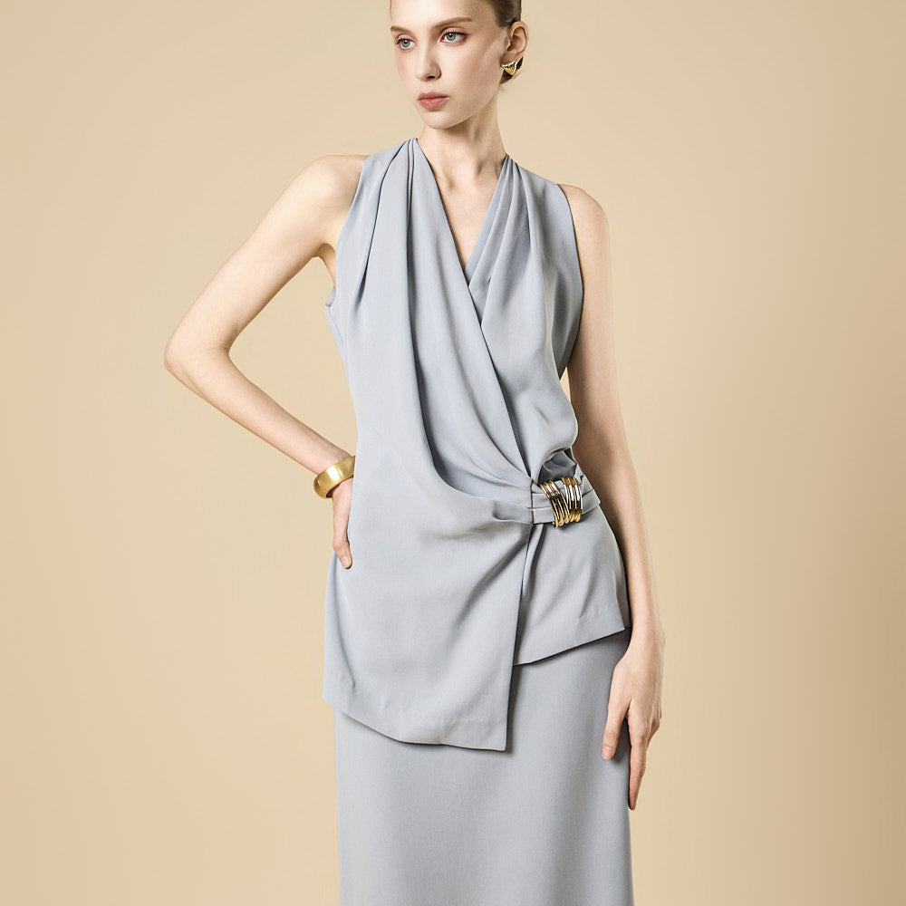 B9219 Drape Wrap Blouse