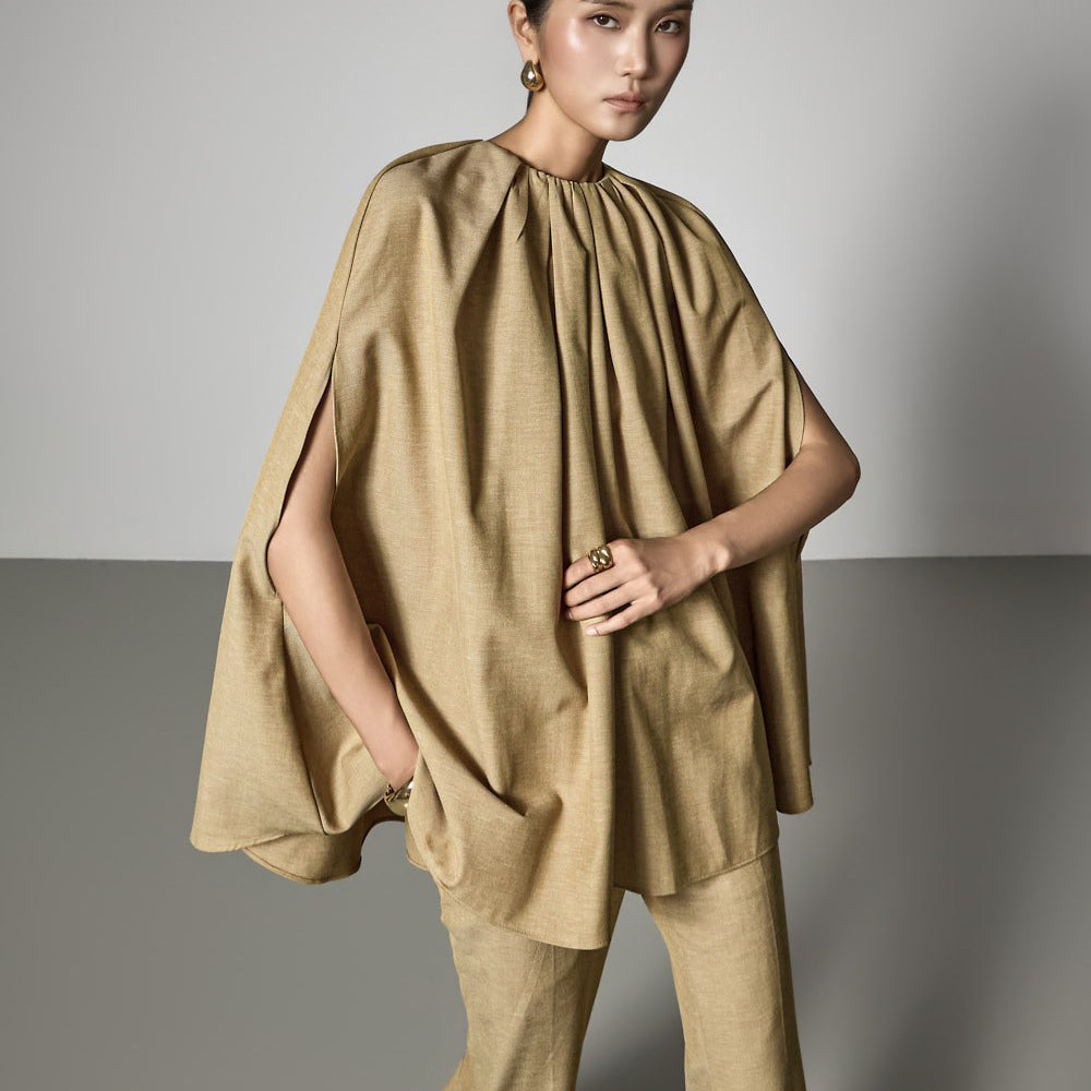 B9220 Draped Cape Blouse