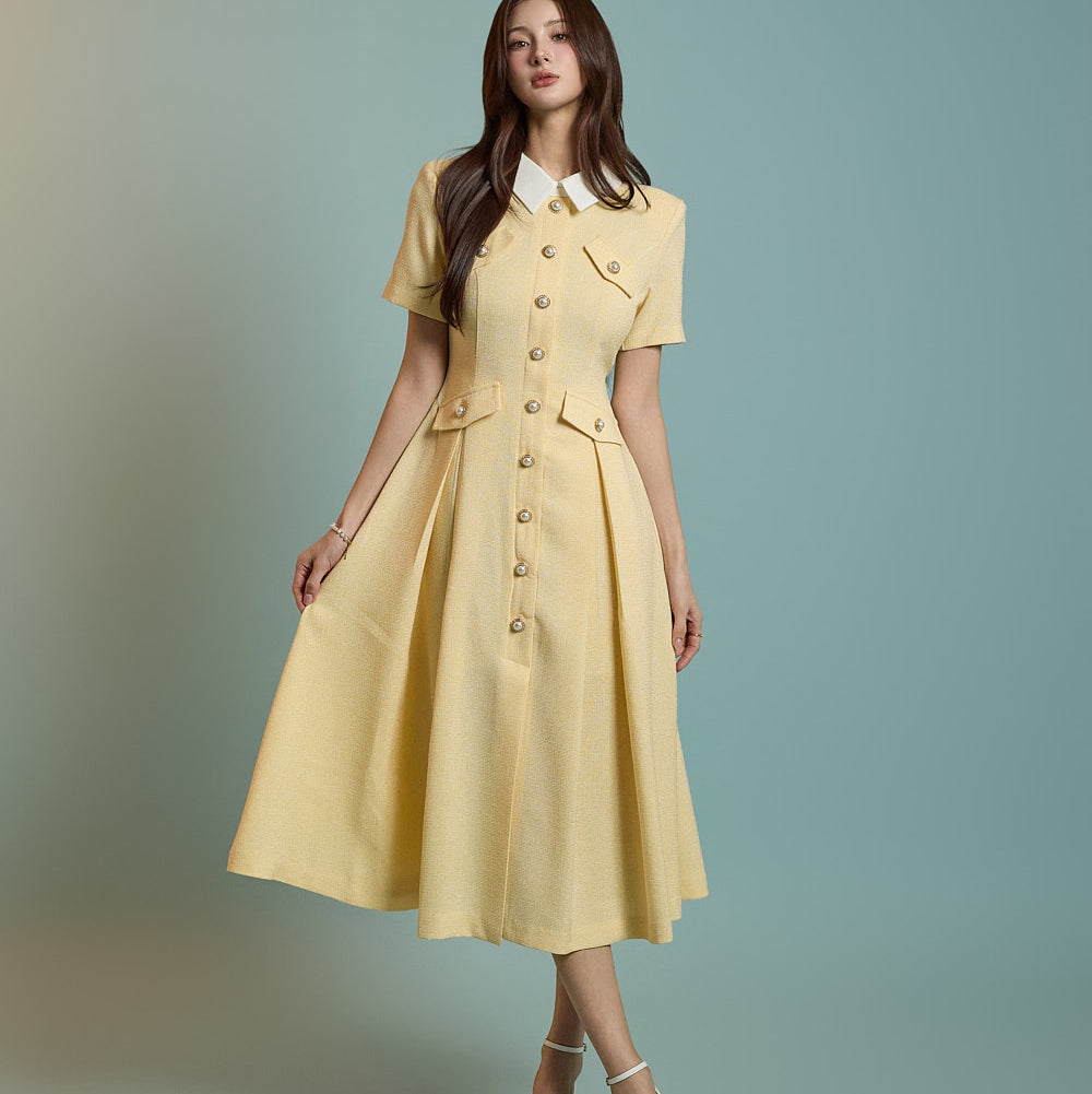 D4664 Tweed Collar Dress