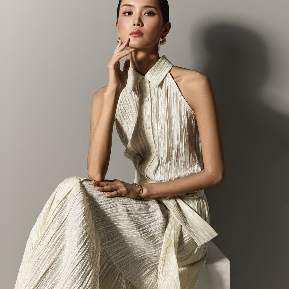 D5297 Pleats Dress with Strap