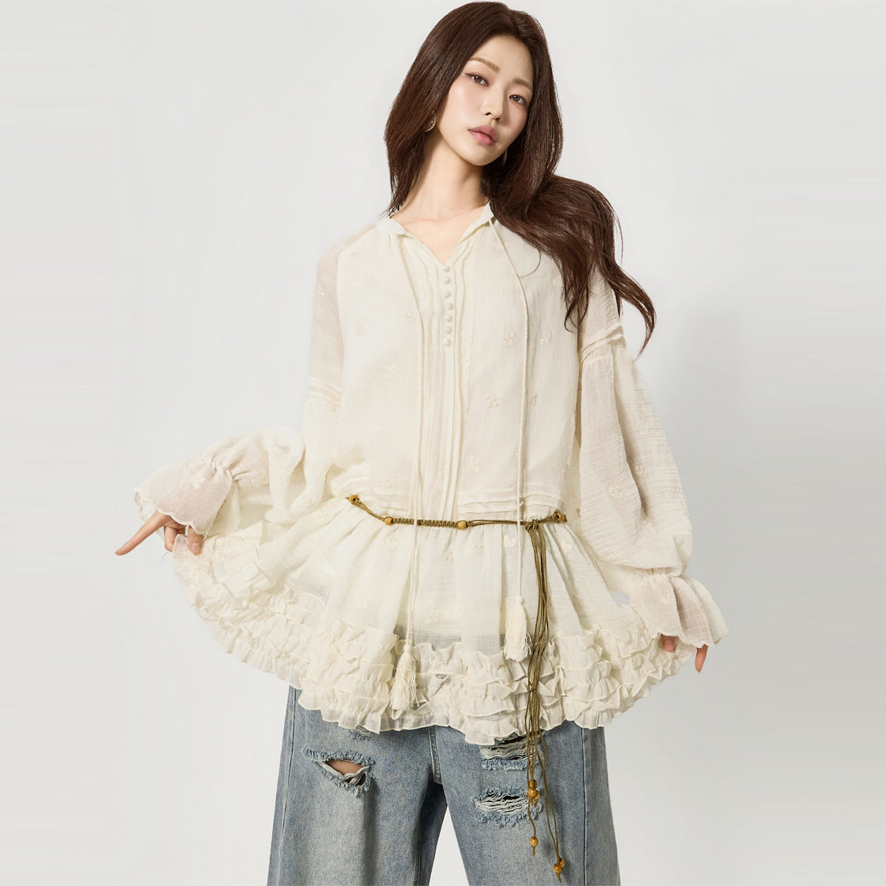 D5486 Linen Dress with Belt