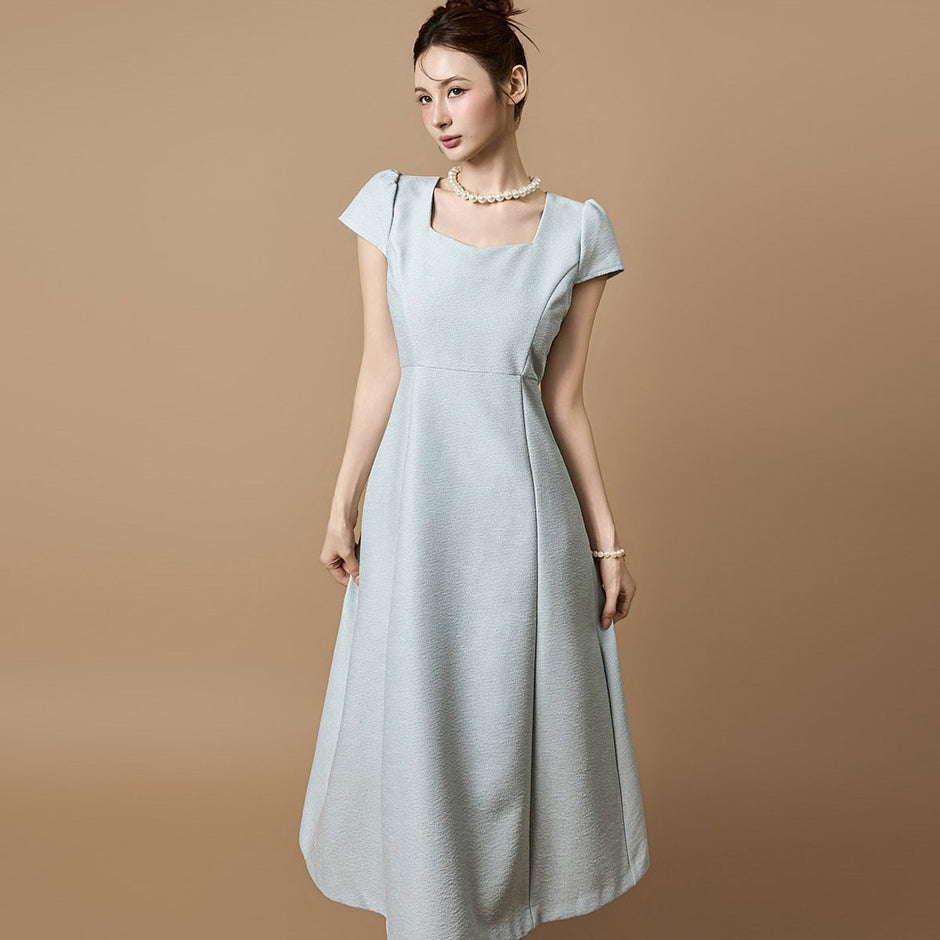 D5541 Square Neck Flare Dress